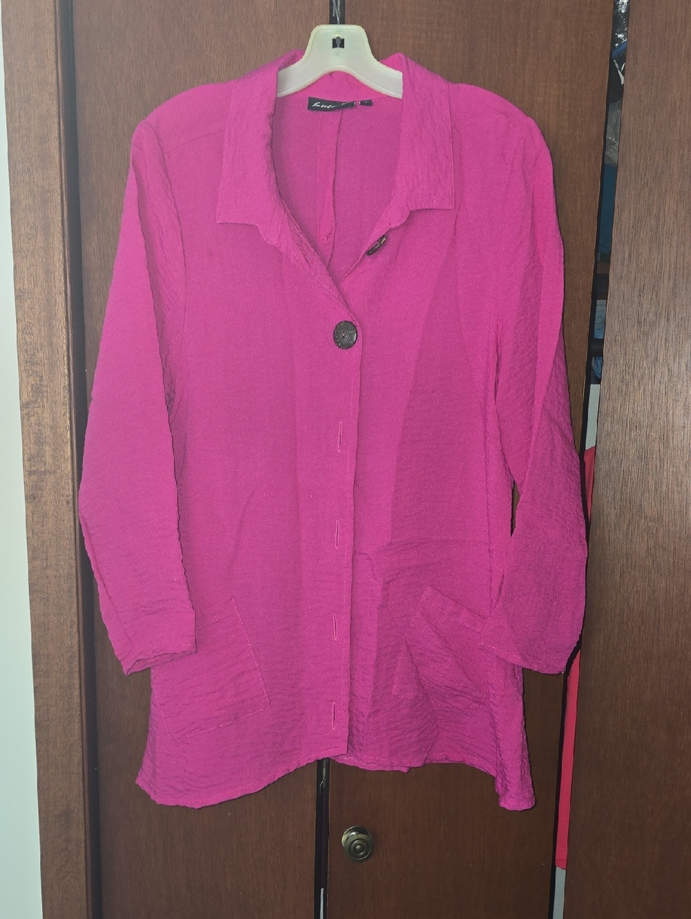 Lulu-B Hot Pink Button-Front Tunic Jacket